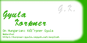 gyula korpner business card